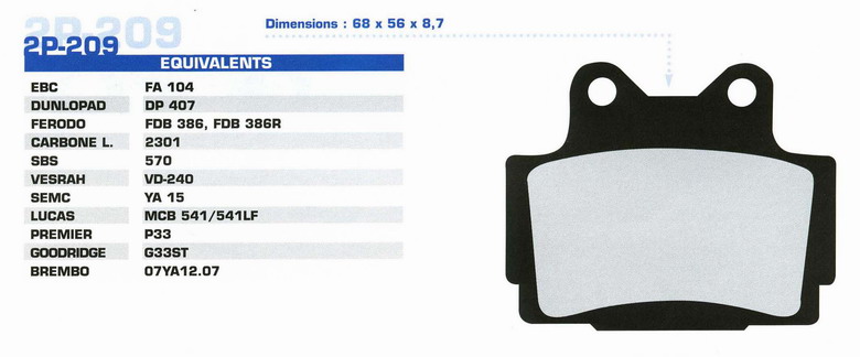 NISSIN 2P-209NS колодки тормозные