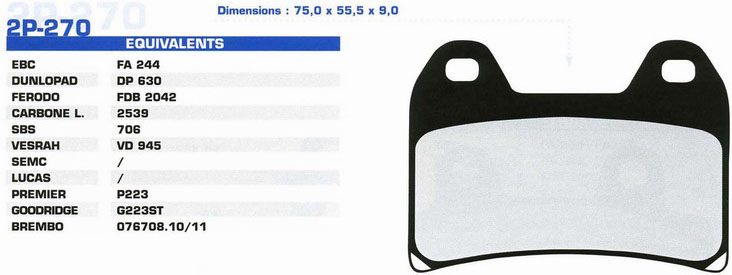 NISSIN 2P-270RS колодки тормозные 