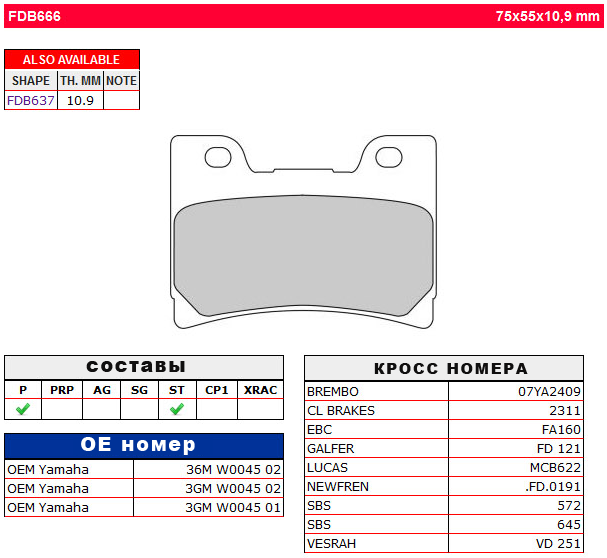 FERODO FDB666P колодки тормозные