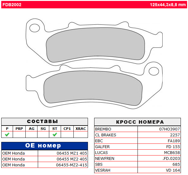 FERODO FDB2002P колодки тормозные