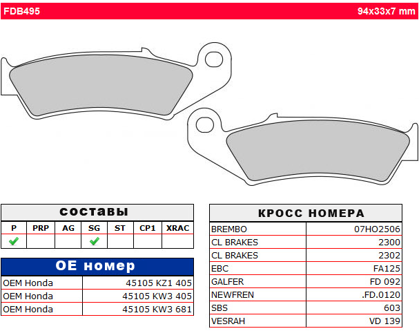 FERODO FDB495P колодки тормозные