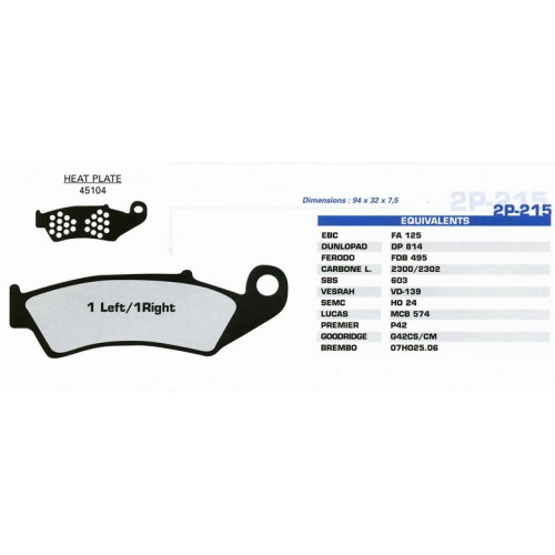 NISSIN 2P-215GS колодки тормозные 